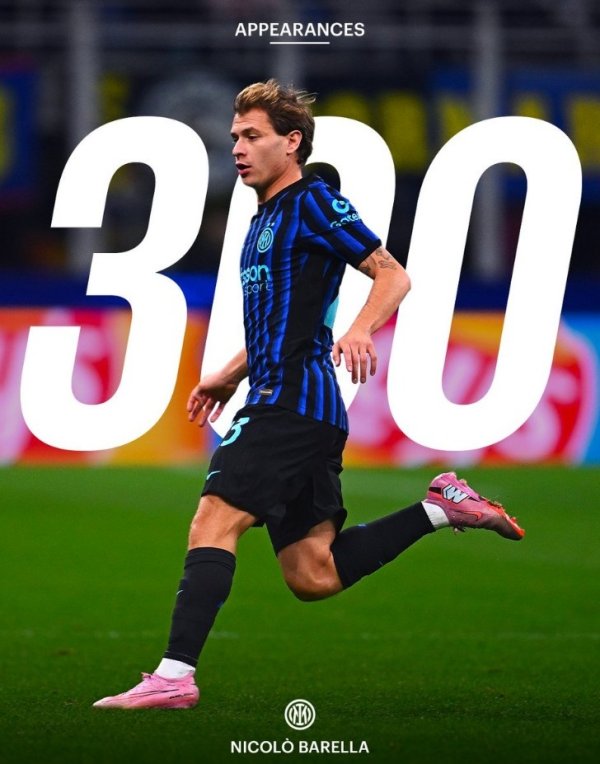 Barrera đạt cột mốc 300 lần ra sân trên mọi đấu trường trong sự nghiệp ở Inter Milan, đóng góp 26 bà